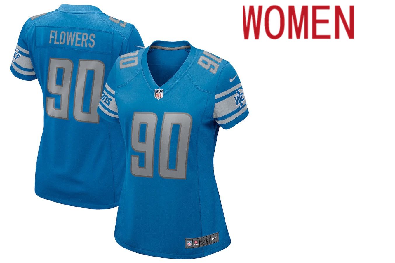 Women Detroit Lions #90 Trey Flowers Blue Nike Game NFL Jersey
